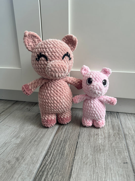 *Pattern Pack* Pig, Pig with Overalls, and mini NO SEW Pig Crochet Pattern Pack (PDF only)